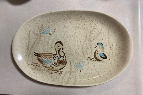 Oval platter bob white - by, red
