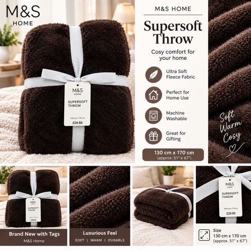 Home supersoft throw - m&s,