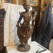 Large Carved Burmese Dancer Gong Very Ornate 76x30x35cm