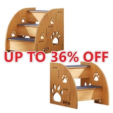 2/3 Steps Pet Ramp Wooden Dog
