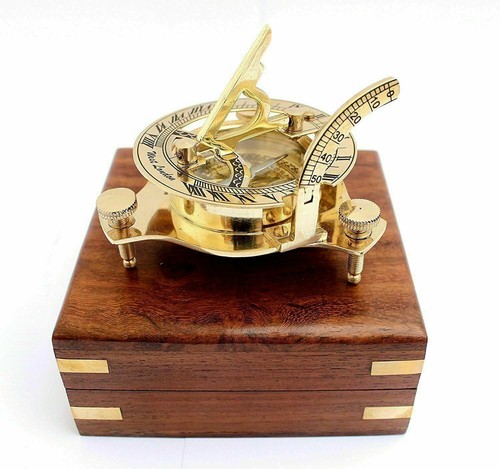 Nautical brass sundial compass - brass,