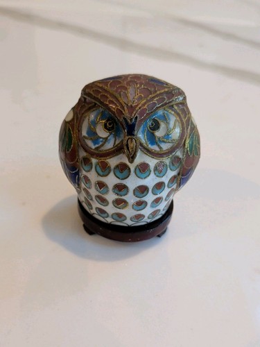 Cloisonné enamel owl figurine - cloisonné,