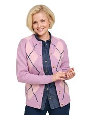 Ladies Soft Knit Argyle Gold