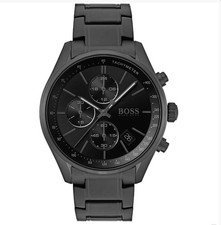 NEW HUGO BOSS 1513676 MEN'S STAINLESS STEEL BLACK STRAP & BLACK DIAL 44MM
