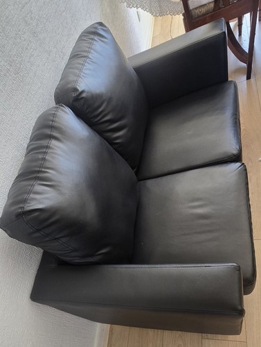 Black faux leather seater - 2,
