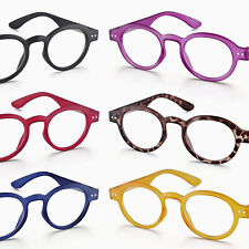 NEW FUNKY RETRO ROUND RIMMED READING GLASSES - BLACK, RED, BLUE 1.0+1.5+2+2.50+3