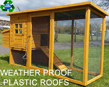 PLASTIC ROOF CHICKEN COOP HEN HOUSE POULTRY ARK RABBIT HUTCH RUN LARGE  BIRDS
