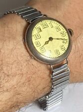 Rare Military Mens Vintage W&D (Wilsdorf and Davis) Rolex Silver Trench watch
