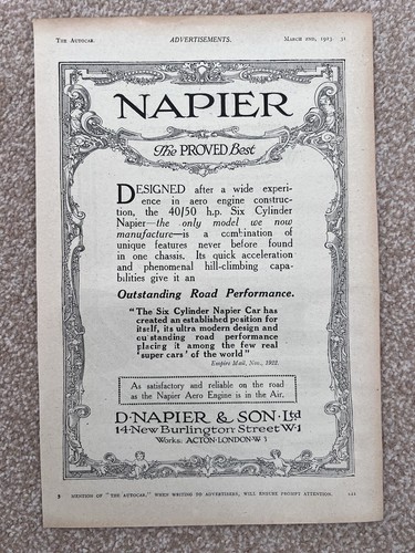 Rare 1923 napier hp - napier,