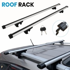 125CM ALUMINIUM ROOF RACK RAIL BARS ANTI-THEFT FOR CARS WITH ROOF RAILS RAISED