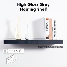 High Gloss Floating Display Shelves Wall Mounted Hidden Bracket Shelf In 5 Sizes
