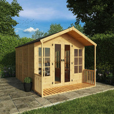Waltons 12x8 Summerhouse with Veranda Wooden Garden Shed Office Outdoor Building