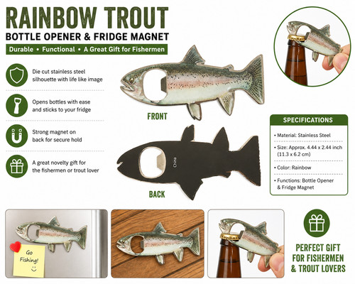 Rainbow trout bottle opener - rainbow,