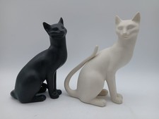 Franklin Mint Counterpoint Cat Figurines Black White Ceramic