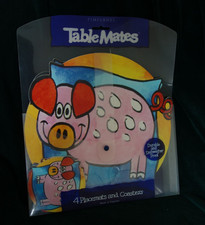 Table Mates, Jane Brookshaw Piggy Design, 4 Placemats & 4 Coasters vg