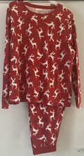 PRIMARK Women - 2 Red Christmas Reindeer Long Sleeve Pyjama sets, Size L (14/16)