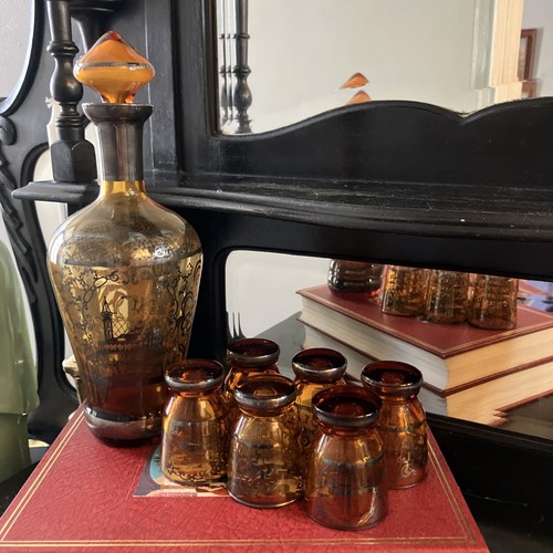 Vintage amber bottle silver - w,