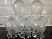 Vintage Glass Lamp Shade Etched / Frosted Design Beaded  Edge X 8