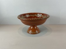 Vintage French Slipware Bowl On A Footed Base