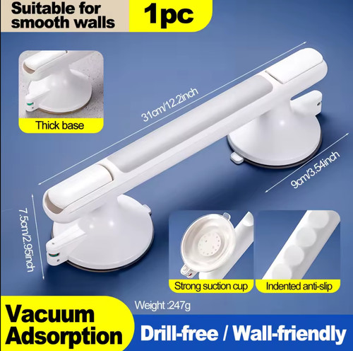 Bathroom suction grab rail bar - suction,