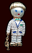 Butler & Wilson boy with a musical instrument brooch rare vintage stamped boxed