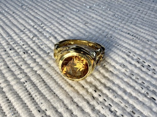 Citrine statement ring signet - citrine,