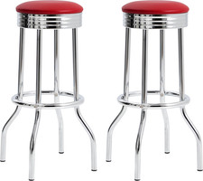 Retro Set of 2 Red Upholstered