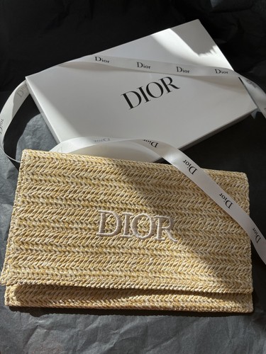 Dior raffia makeup bag pouch - makeup,