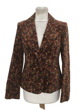 Feminella Women's Blazer Size M Light Brown Floral Textured Button Lined Used F1