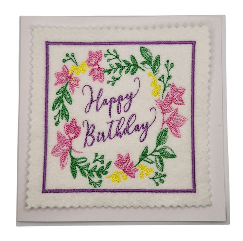 Embroidered birthday wreath - embroidered,
