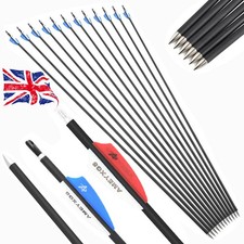 12pcs 32" Carbon Arrows SP1000 Target Points Vanes RecurveBow Archery Hunting UK