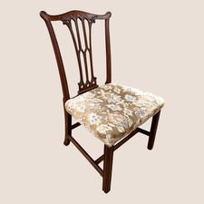 Antique Georgian Chippendale Period Mahogany & Floral Upholstered Carved Chair