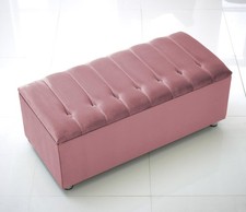 Diana Ottoman Storage Box Plush Velvet Upholstery Tufted Wooden Frame