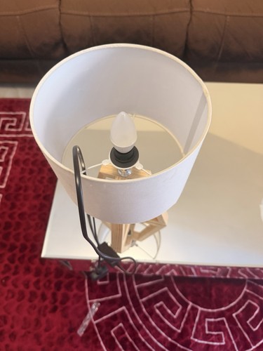 Wooden tripod table lamps - 2x,