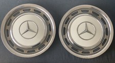 Classic MERCEDES BENZ Chrome Hub caps wheel embellishers for 14” wheels. White.