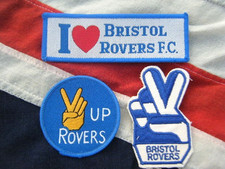 BRISTOL ROVERS FC 1970's SEW ON BADGES  V SIGN - I LOVE BRISTOL ROVERS - THE GAS