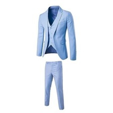 Men's Tuxedo 3 Pieces Suit Dress Wedding Funeral Work & Party Jacket Pants Set