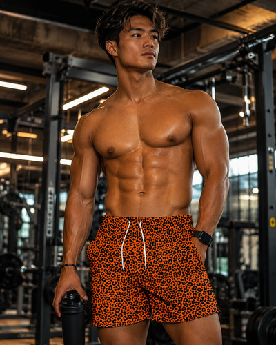 Neon orange leopard - neon, swim