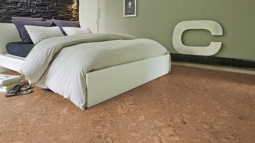 Floating cork floor tiles