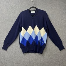 Glenmuir mens jumper size 42 pure lambswool argyle diamond knit made Scotland