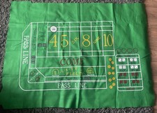 Green Felt Craps Table Layout Mat Portable Game Pad Travel Foldable Poker