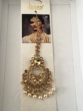Indian Pakistani Matha Tikka Bridal Gold Stones Pearls Design Costume Jewellery 