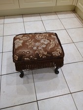 Vintage Upholstered Floral Tapestry Small Footstool