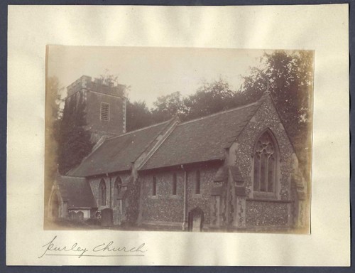 Purley church old - church, albumen
