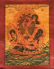 CHHINNAMASTA NEWARI PAUBHA THANGKA PAINTING OIL VARNISHED KALI TANTRA ART