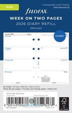 Filofax 2026 Mini Diary - Week On Two Pages - Classic Refill - 68121