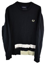 FRED PERRY Black Sweatshirt size S Mens Cotton Crewneck Pullover Jumper Casual