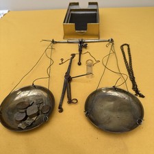 Brass Beam And Pan Gold Miniature Scales with Weights.