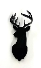 Scottish Stag Deer Head Brooch Pin Gift Scarf Fastener in Black 