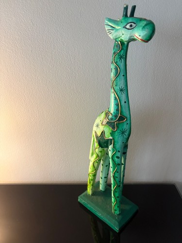 Wooden giraffe statue cm - wooden, 40